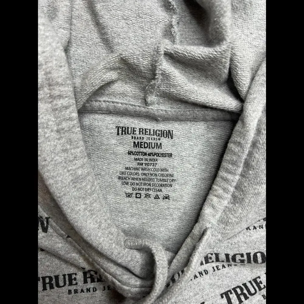 True Religion Mens Loungewear All Over Print Pullover‎ Hoodie Sz Medium